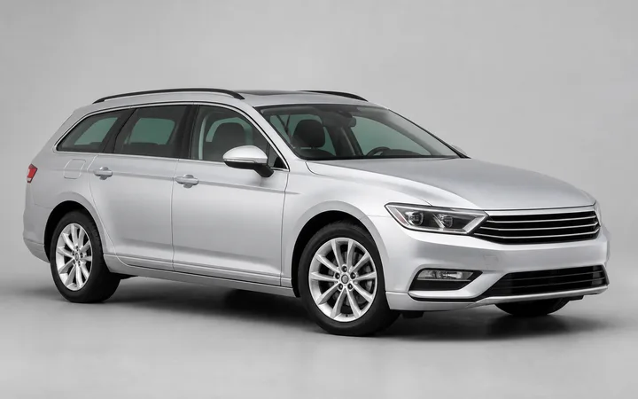 Silver touring wagon shown from the front three-quarter view in a light studio